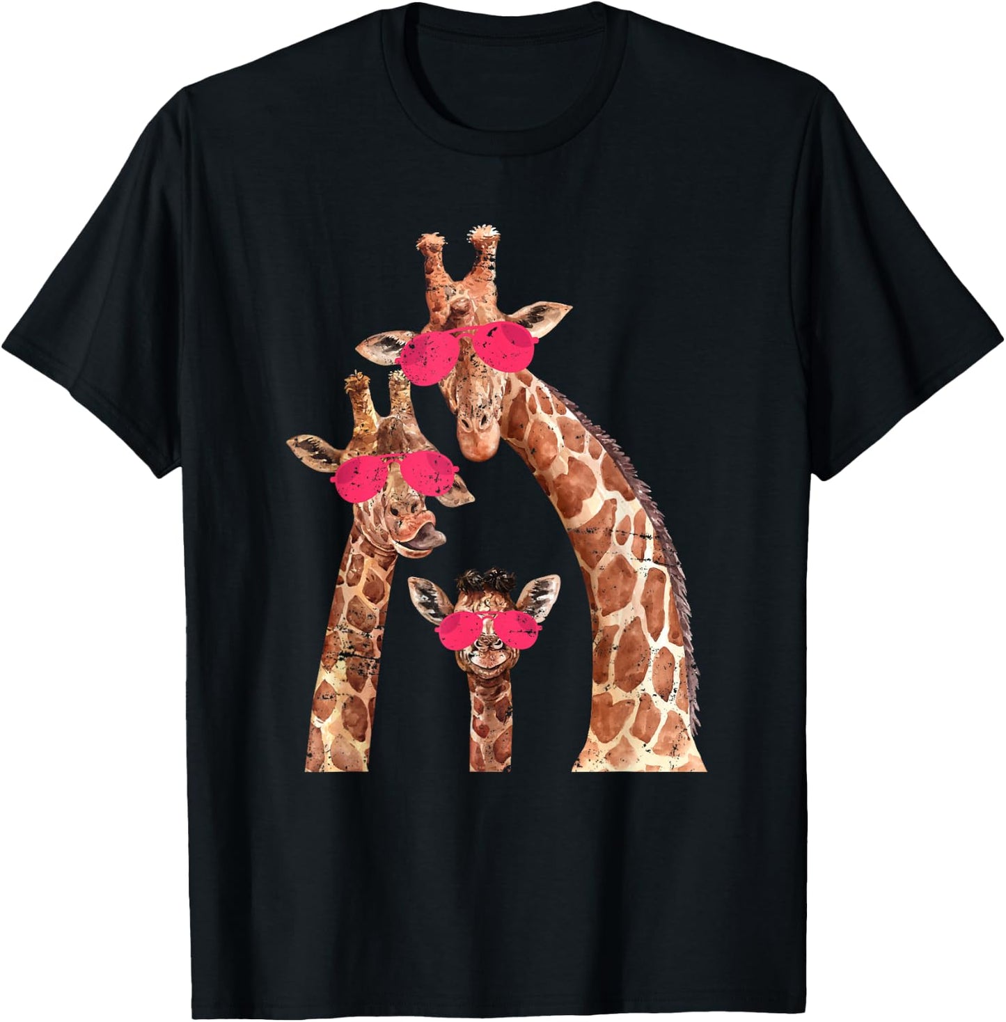 Giraffe Family Giraffe T-Shirt - T-Shirt | Black