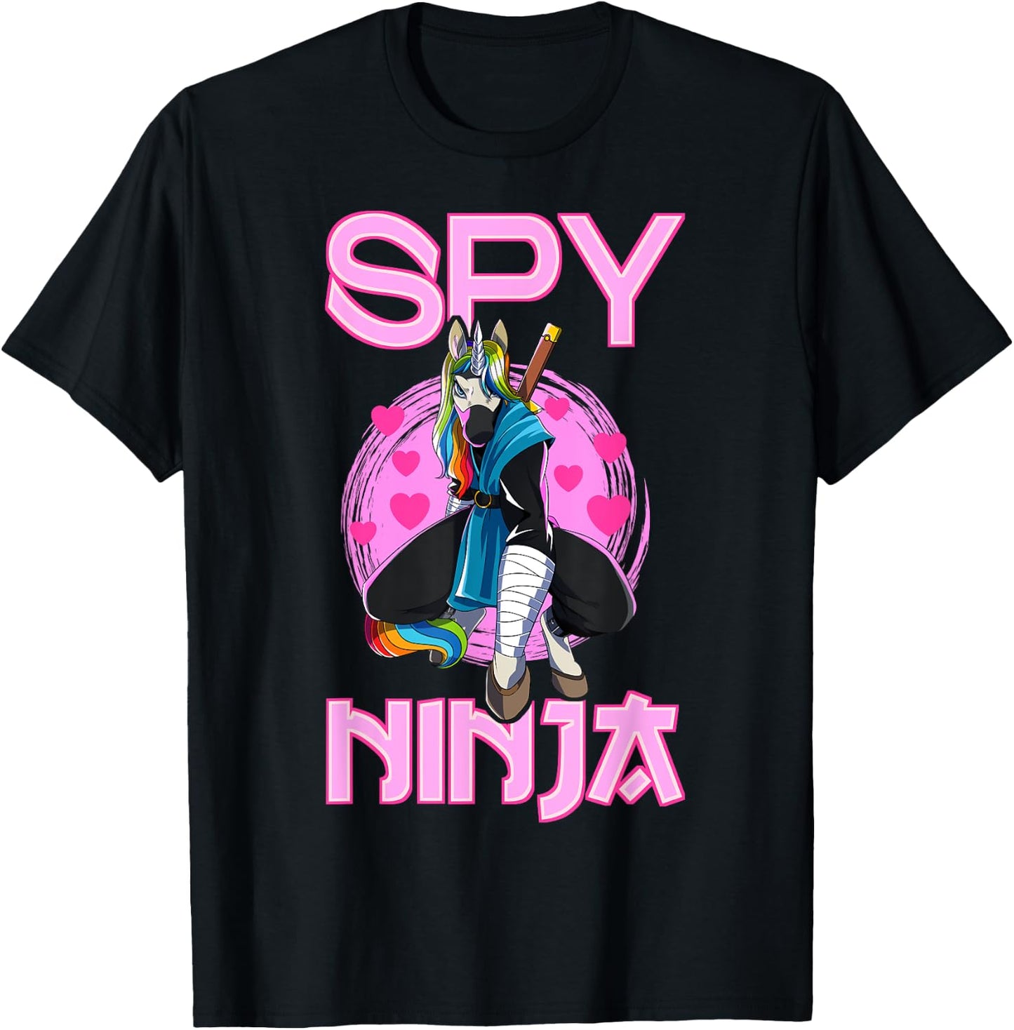 Spy Ninja Unicorn Gamer Rainbow Spione Samurai T-Shirt - T-Shirt | Black