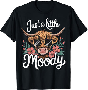 Cow Just A Little Moody T-Shirt - T-Shirt | Black