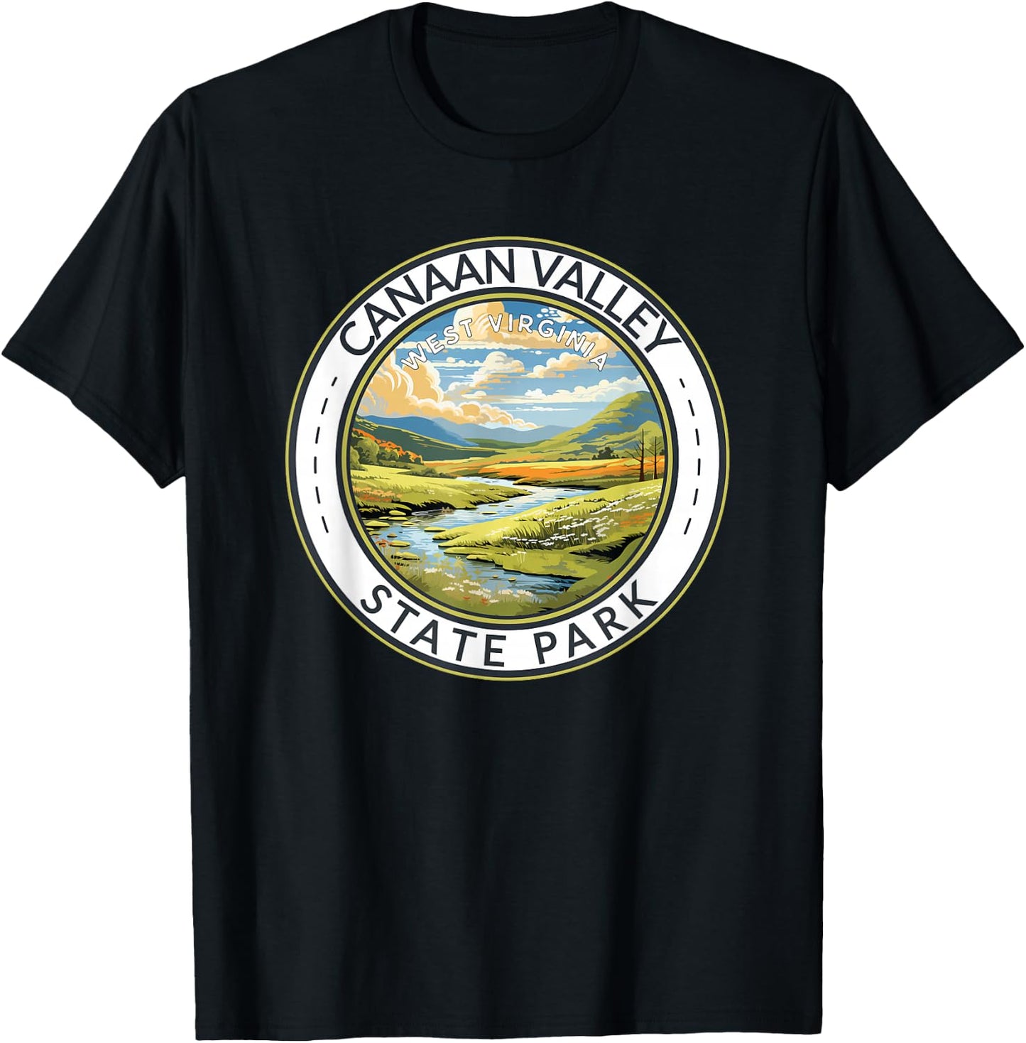 Canaan Valley State Park Badge West Virginia Travel Vintage T-Shirt - T-Shirt | Black
