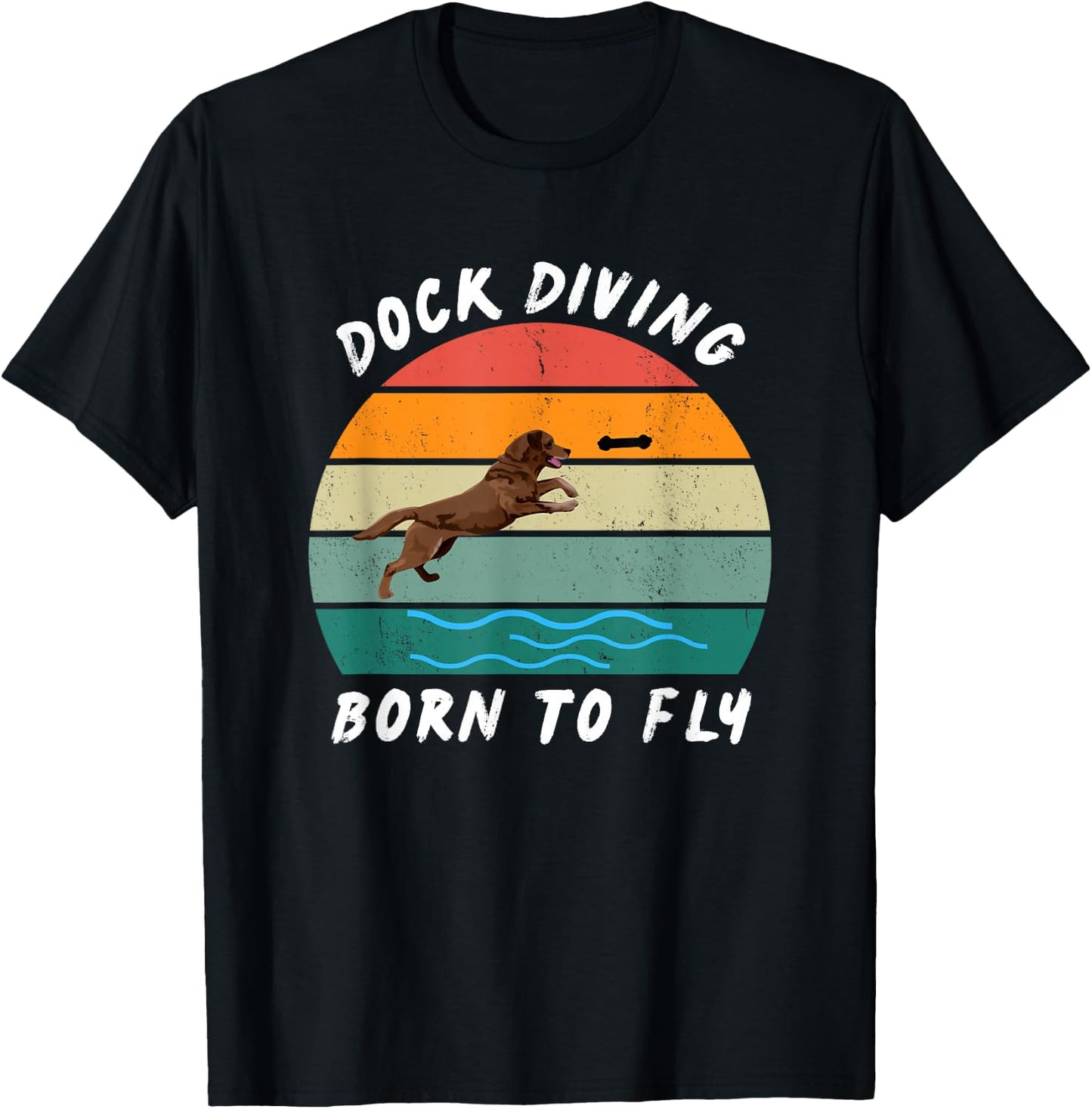 Dock Diving - Dog Sports - with a cute Labrador Retriever T-Shirt - T-Shirt | Black