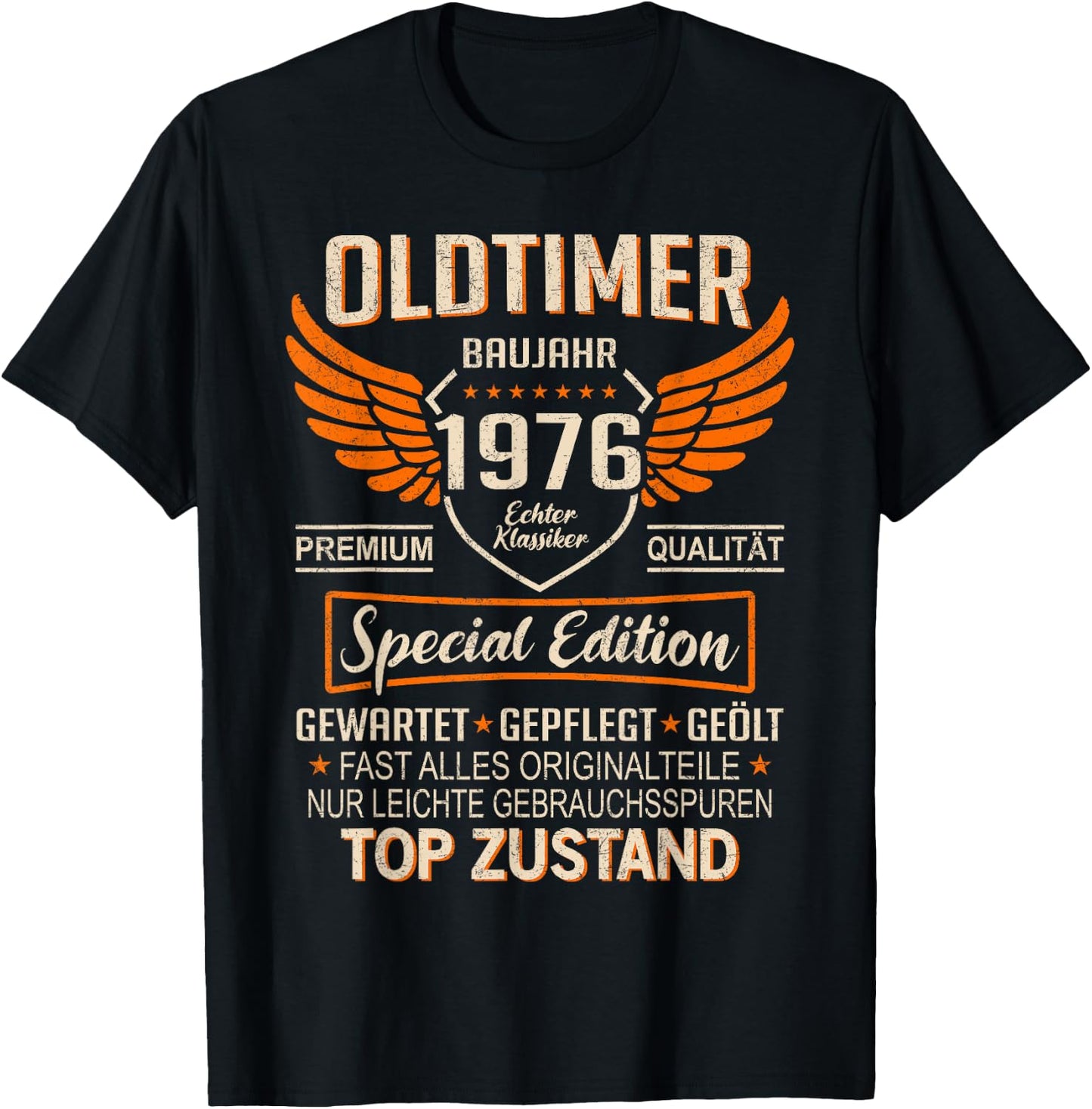 Oldtimer Year 1976 Born Vintage 1976 Birthday T-Shirt - T-Shirt | Black