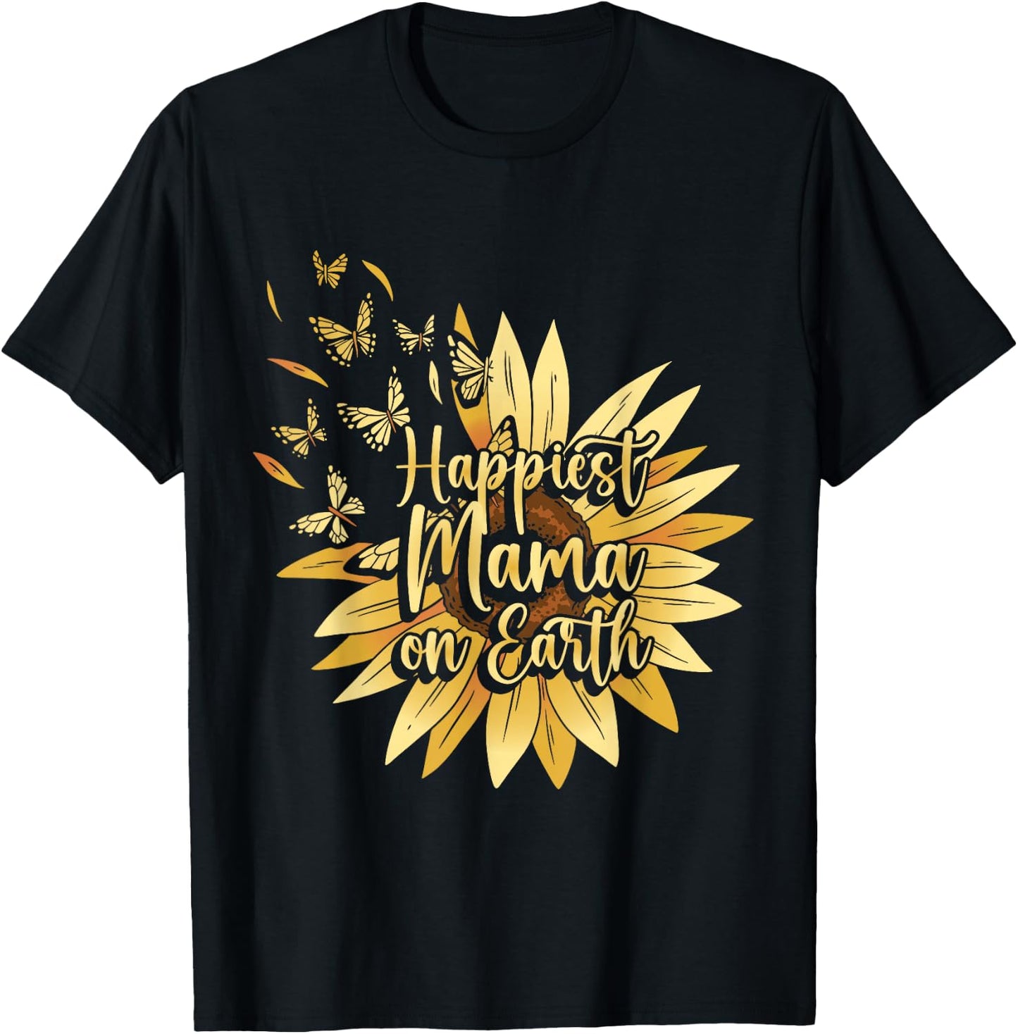 Yellow Flower Mom Sunflower Summer T-Shirt - T-Shirt | Black