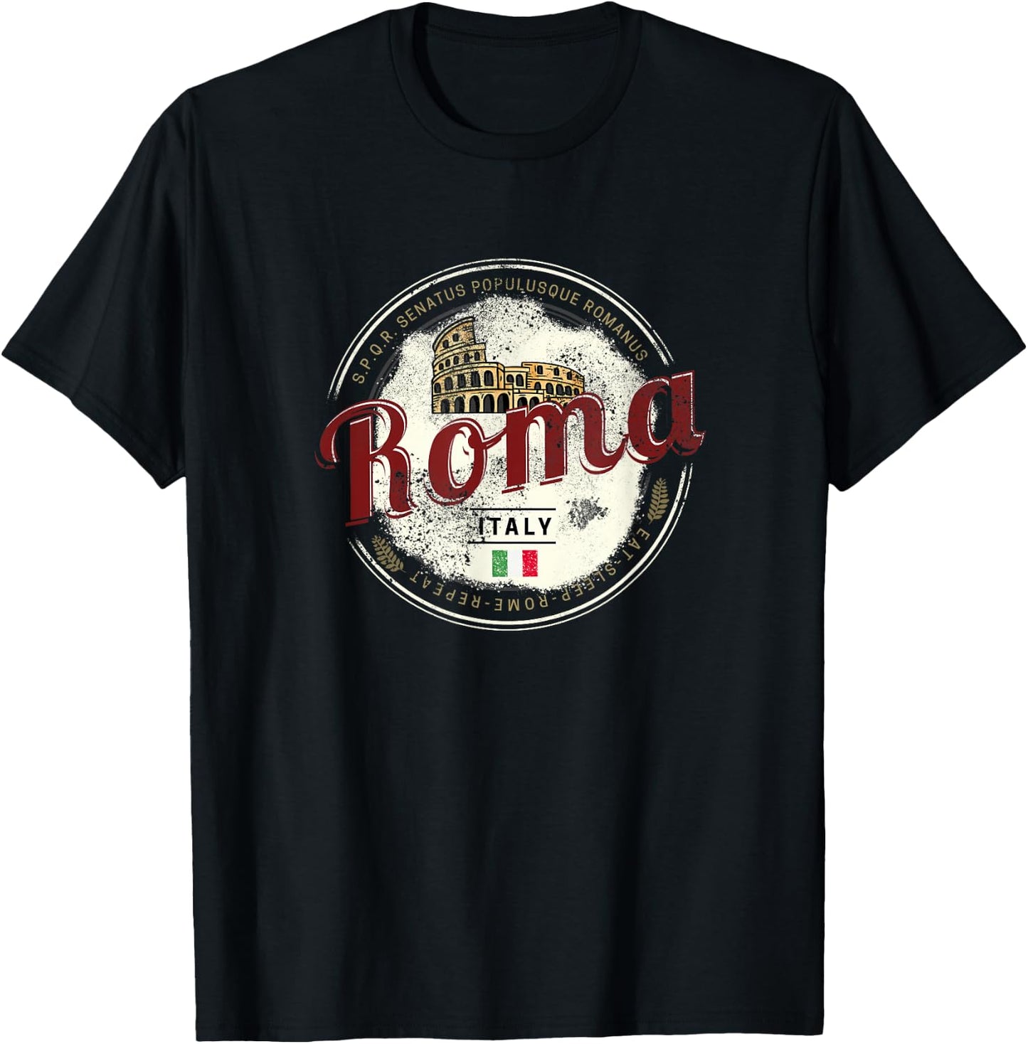 Rom Italien Kolosseum Vintage Souvenir T-Shirt - T-Shirt | Black