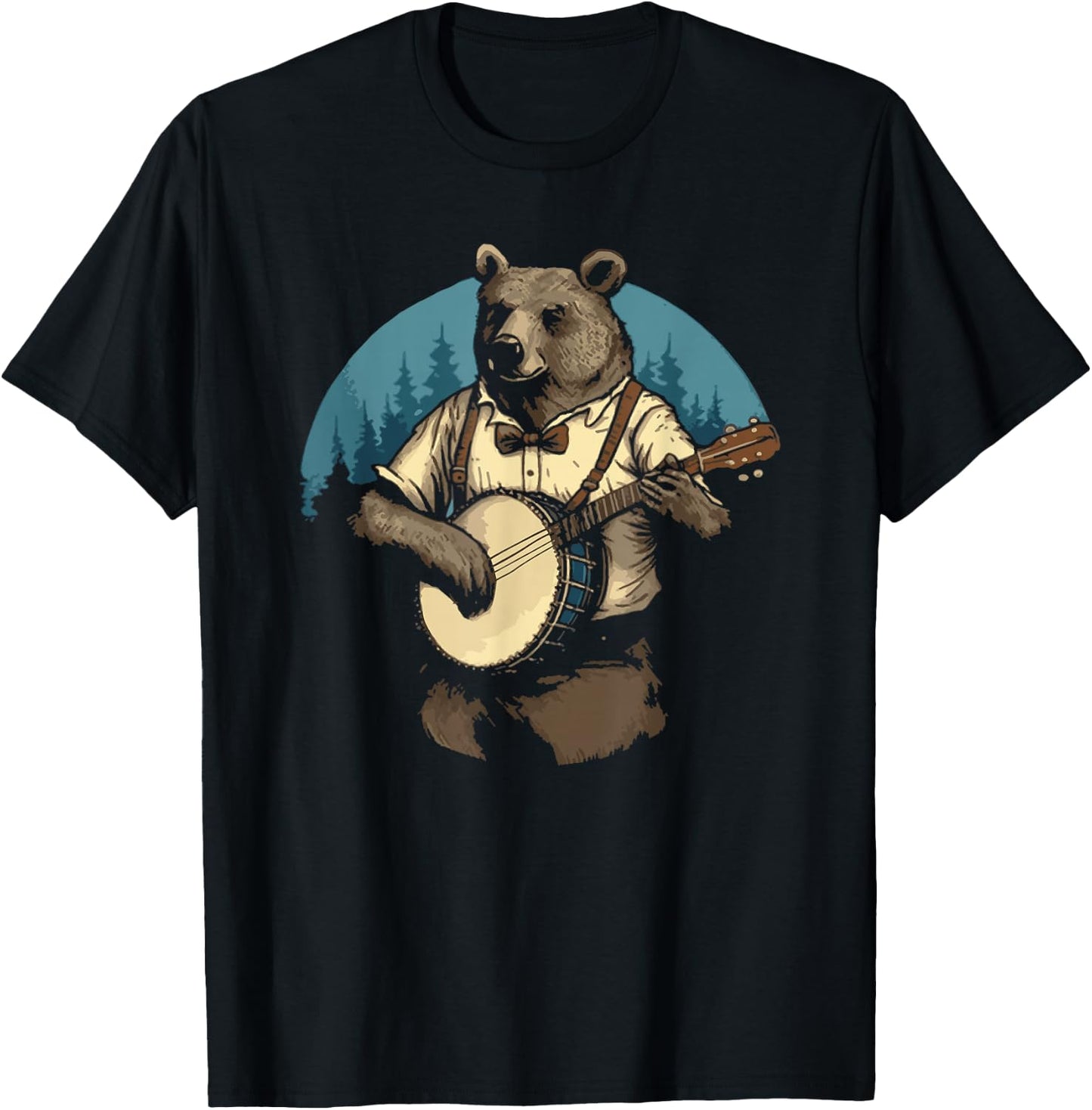 Country Music Bear Banjo Player Awesome Folk T-Shirt - T-Shirt | Black