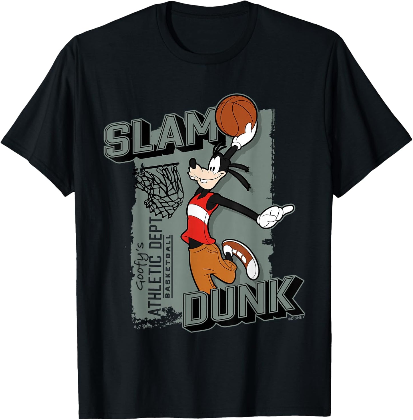 Disney Goofy Sports Basketball Slam Dunk Athletic Dept , black T-Shirt - T-Shirt | Black