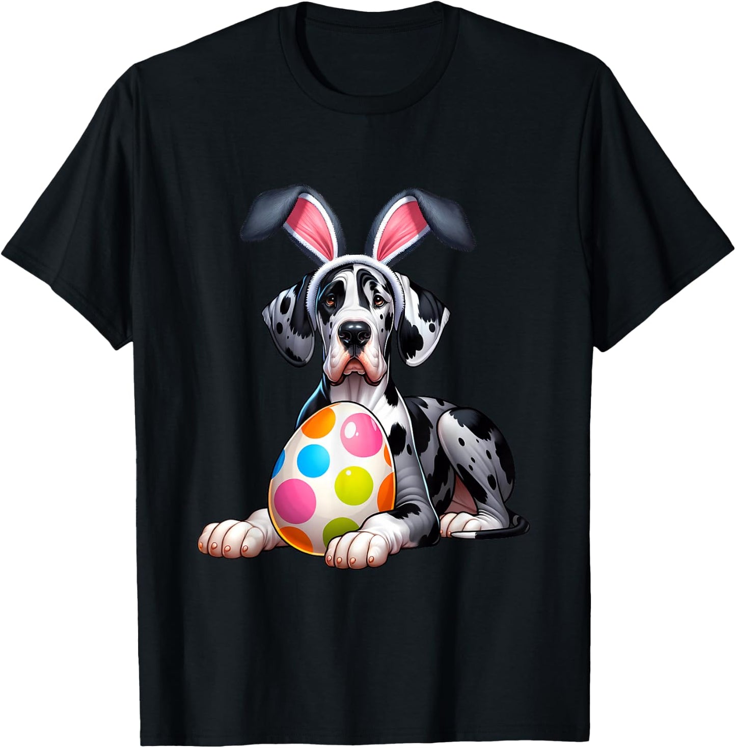 Great Dane Lovers Easter Egg Eggs Bunny Rabbits Men Women T-Shirt - T-Shirt | Black