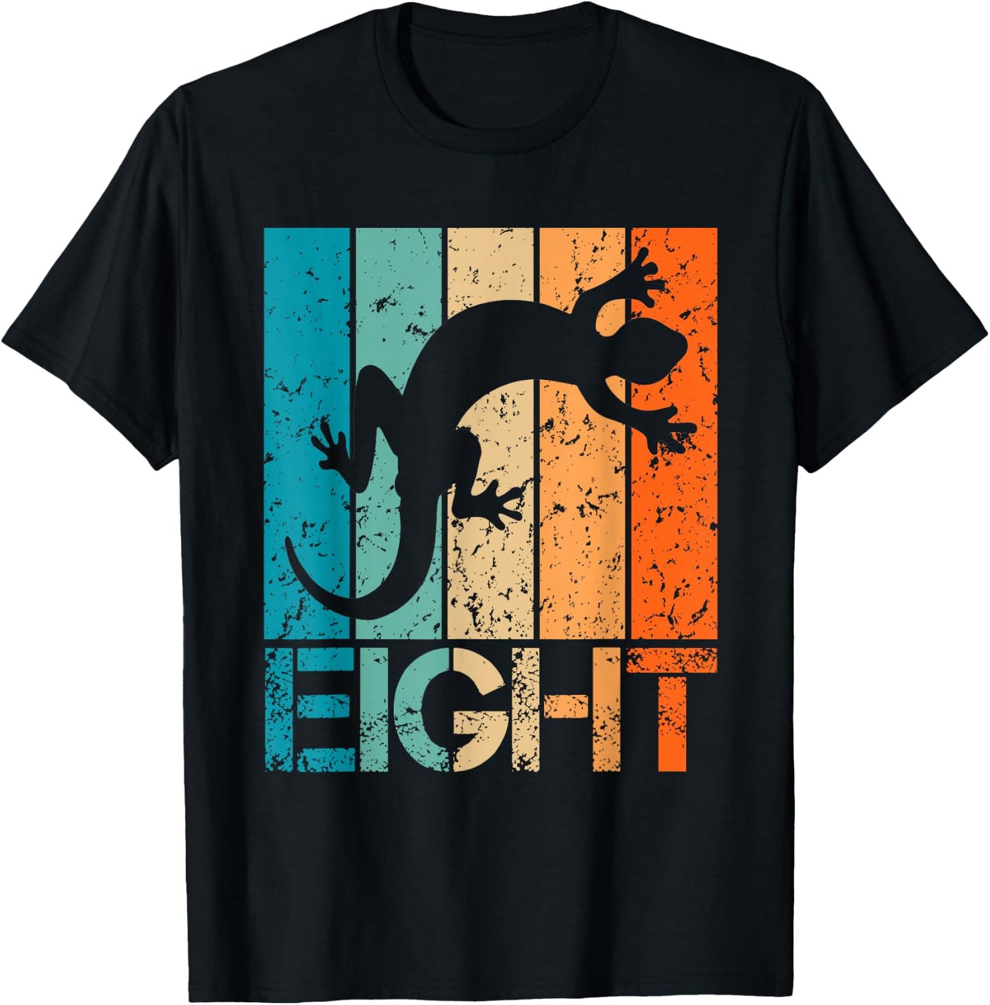 8th Lizard Birthday 8 Year Old 8yr Boy Girl Birthday Reptile T-Shirt - T-Shirt | Black