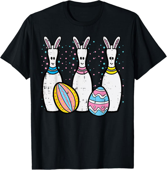 Easter Bowling Egg Hunting Funny Bowler Men Women Kids Youth T-Shirt - T-Shirt | Black