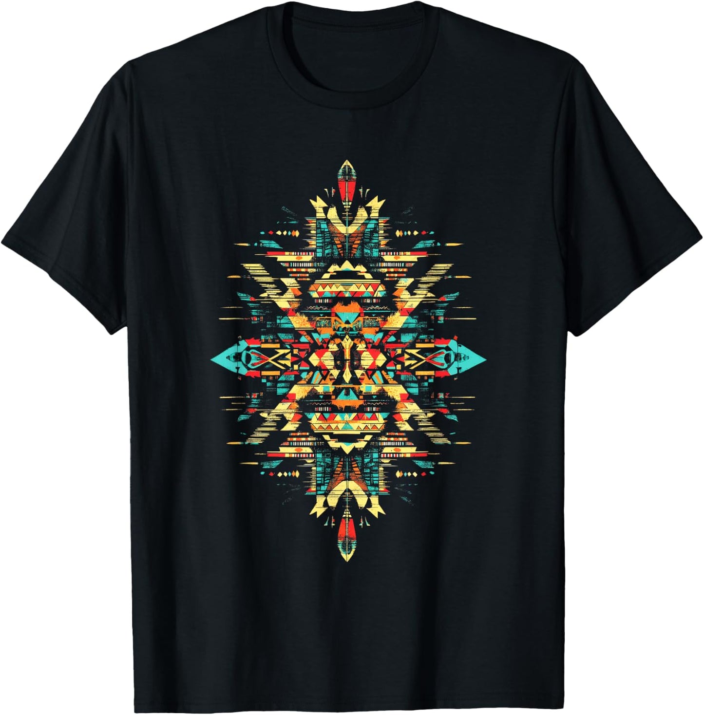 Southwest Turquoise Native American Aztec Pattern T-Shirt - T-Shirt | Black