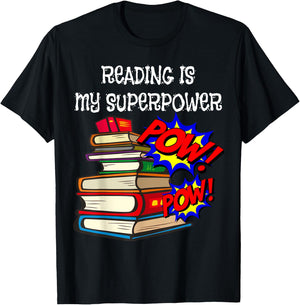 Reading is My Super Power Superhero Best English Teacher T-Shirt - T-Shirt | Black