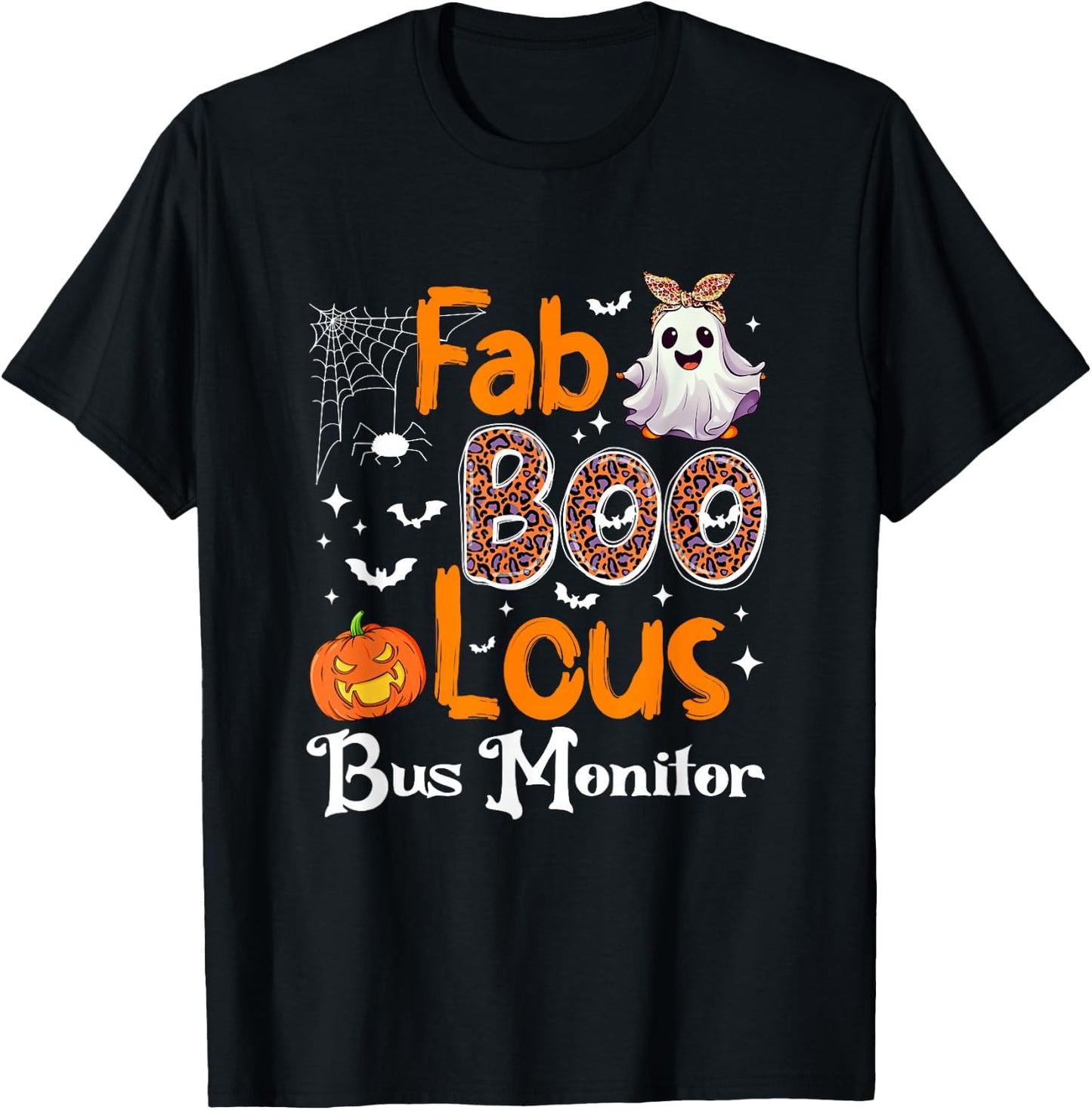 Fab Boo Lous Bus Monitor Pumpkin Halloween T-Shirt - T-Shirt | Black