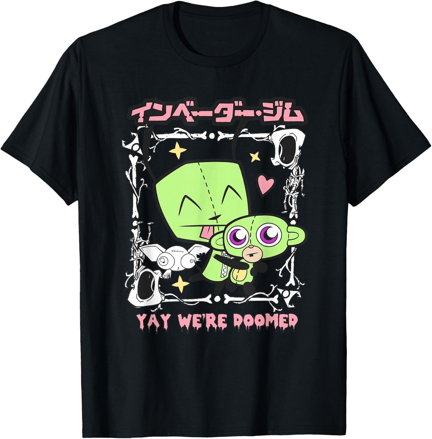 Invader Zim Gir Monkey Yay We are Doomed T-Shirt - T-Shirt | Black