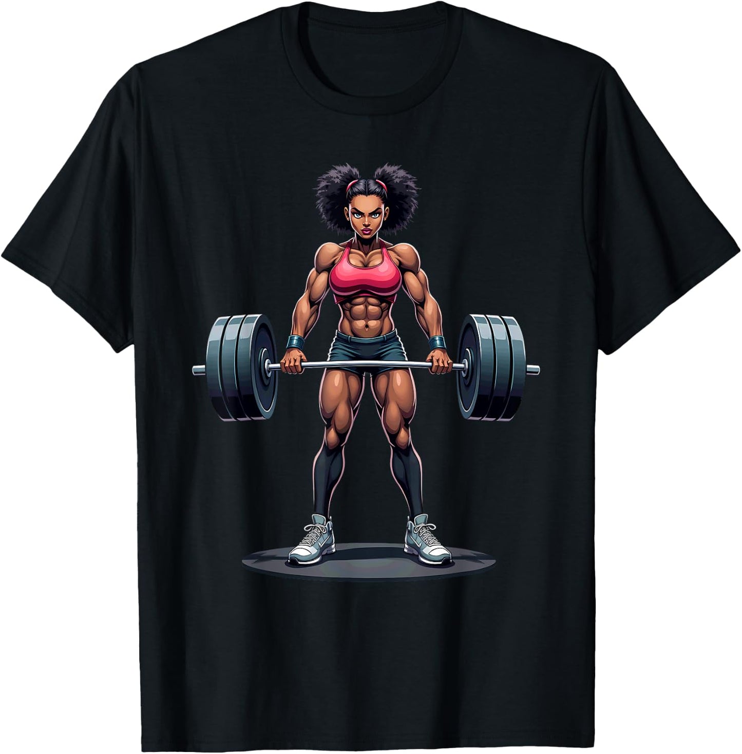 Workout Gym Black Girl Deadlift Weightlifting T-Shirt - T-Shirt | Black
