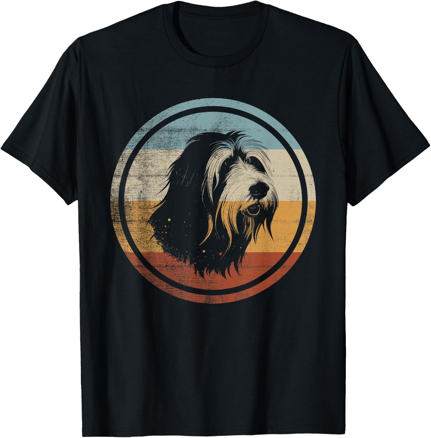 Retro Style Bearded Collie Hund T-Shirt - T-Shirt | Black