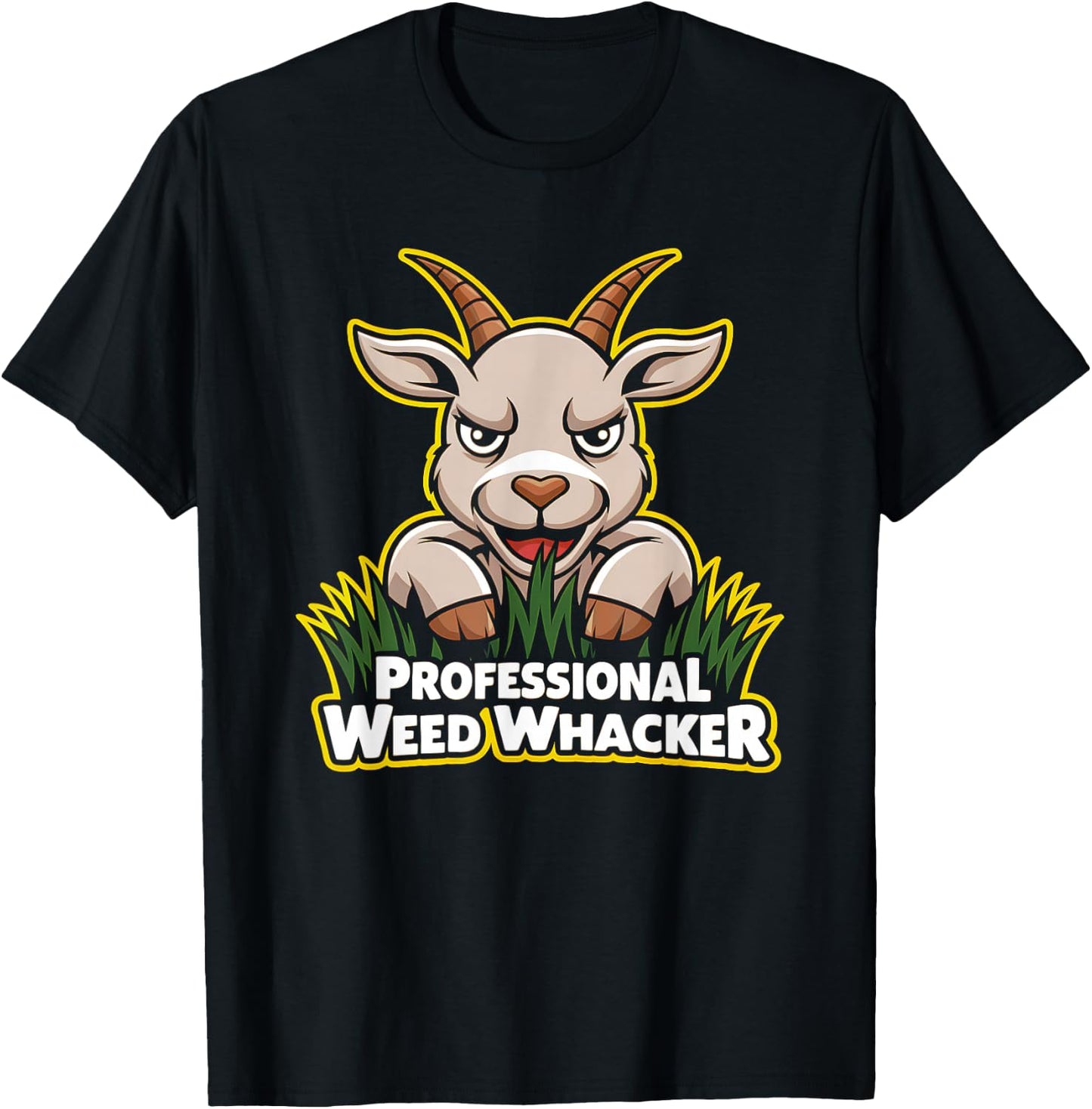 Professional Weed Whacker Funny Pygmy Goat Lawn Mowing Farm T-Shirt - T-Shirt | Black