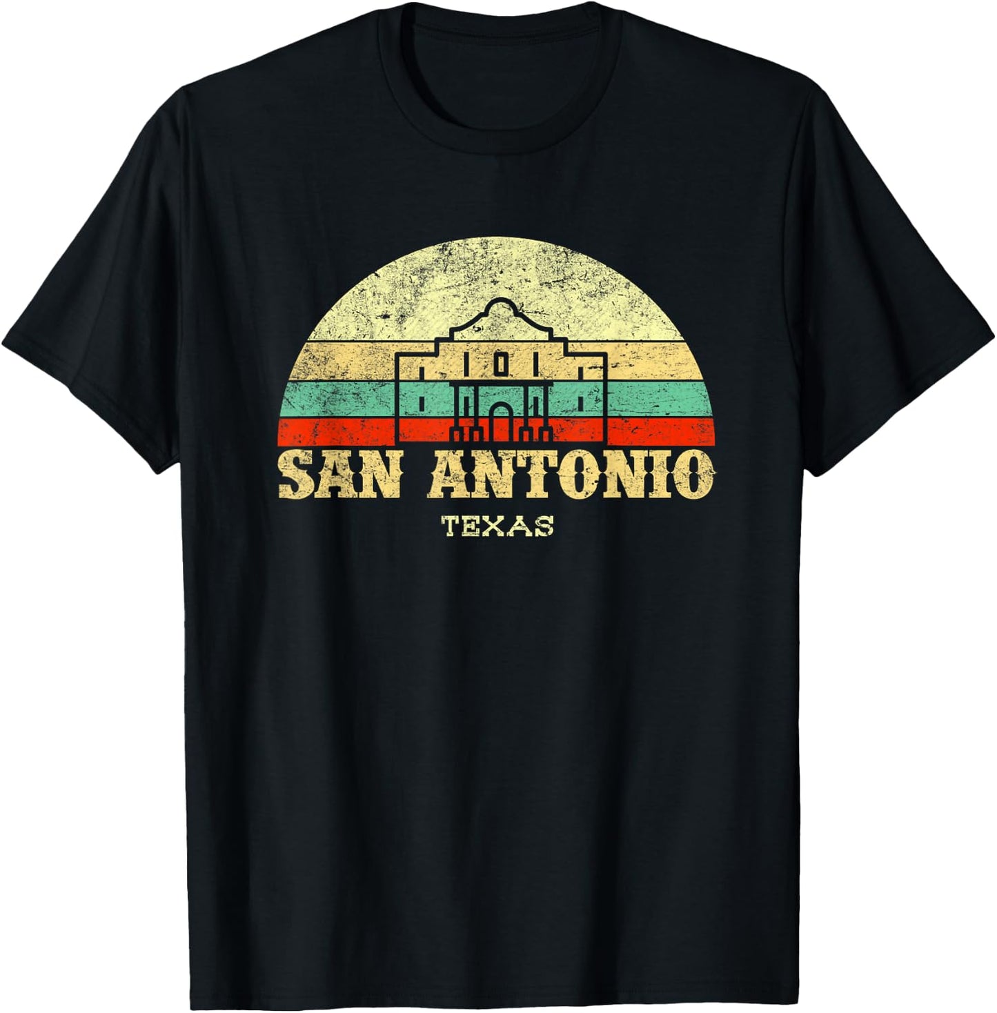 Retro The Alamo San Antonio Texas Lone Star State T-Shirt - T-Shirt | Black