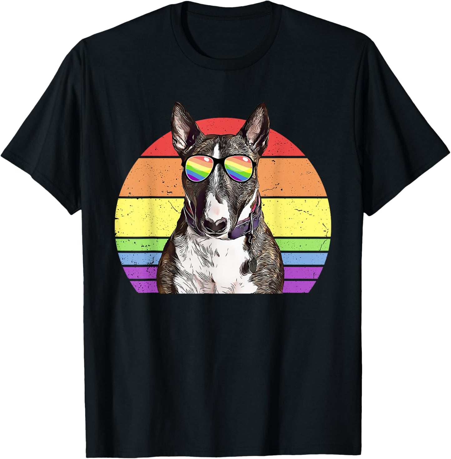 LGBTQ Miniature Bull Terrier Dog Rainbow Love Gay Pride Women Kids T-Shirt - T-Shirt | Black