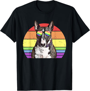 LGBTQ Miniature Bull Terrier Dog Rainbow Love Gay Pride Women Kids T-Shirt - T-Shirt | Black