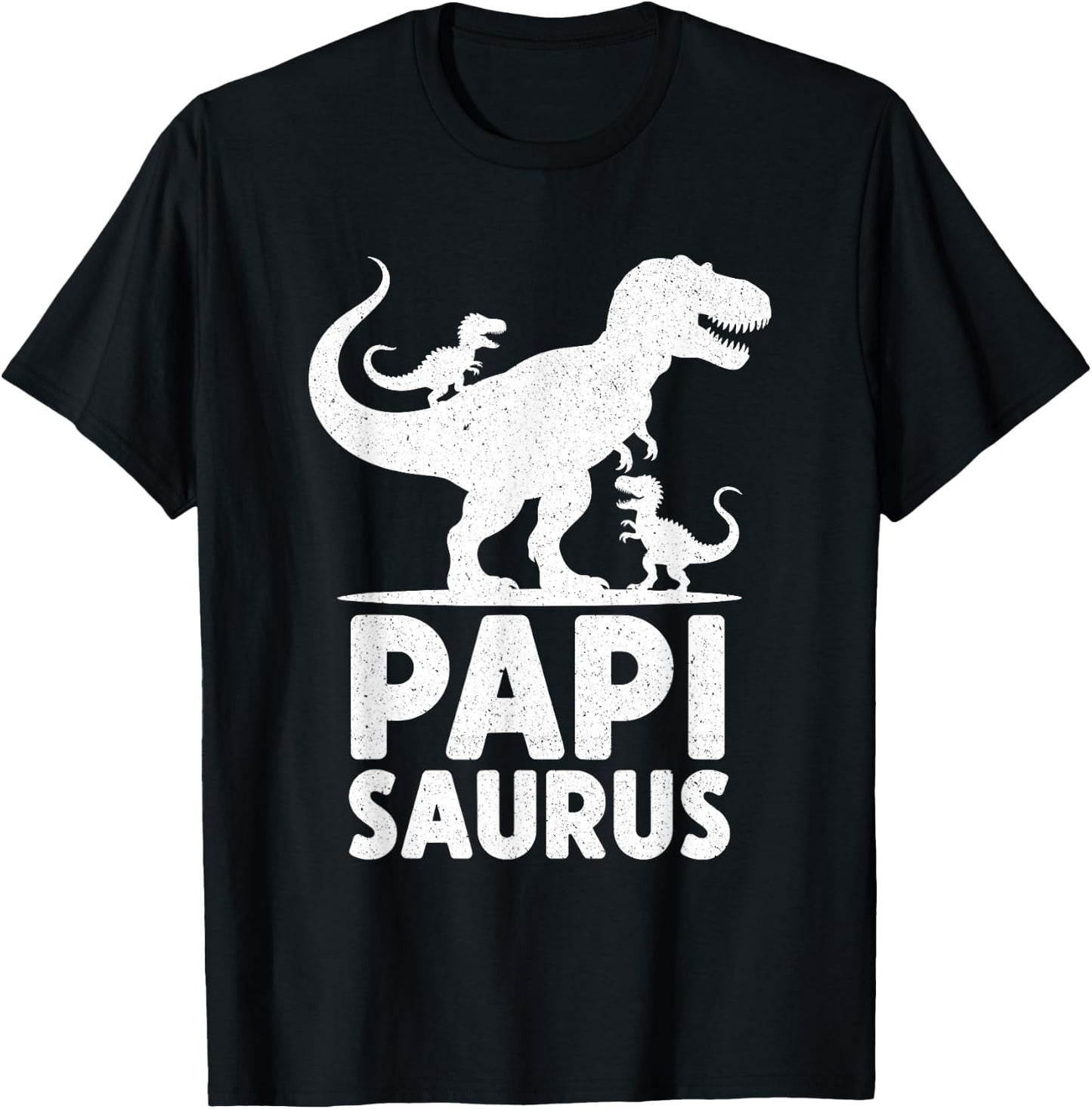 Papi Saurus Dinosaur Grandpa Of Two Grandkids Dino Family T-Shirt - T-Shirt | Black
