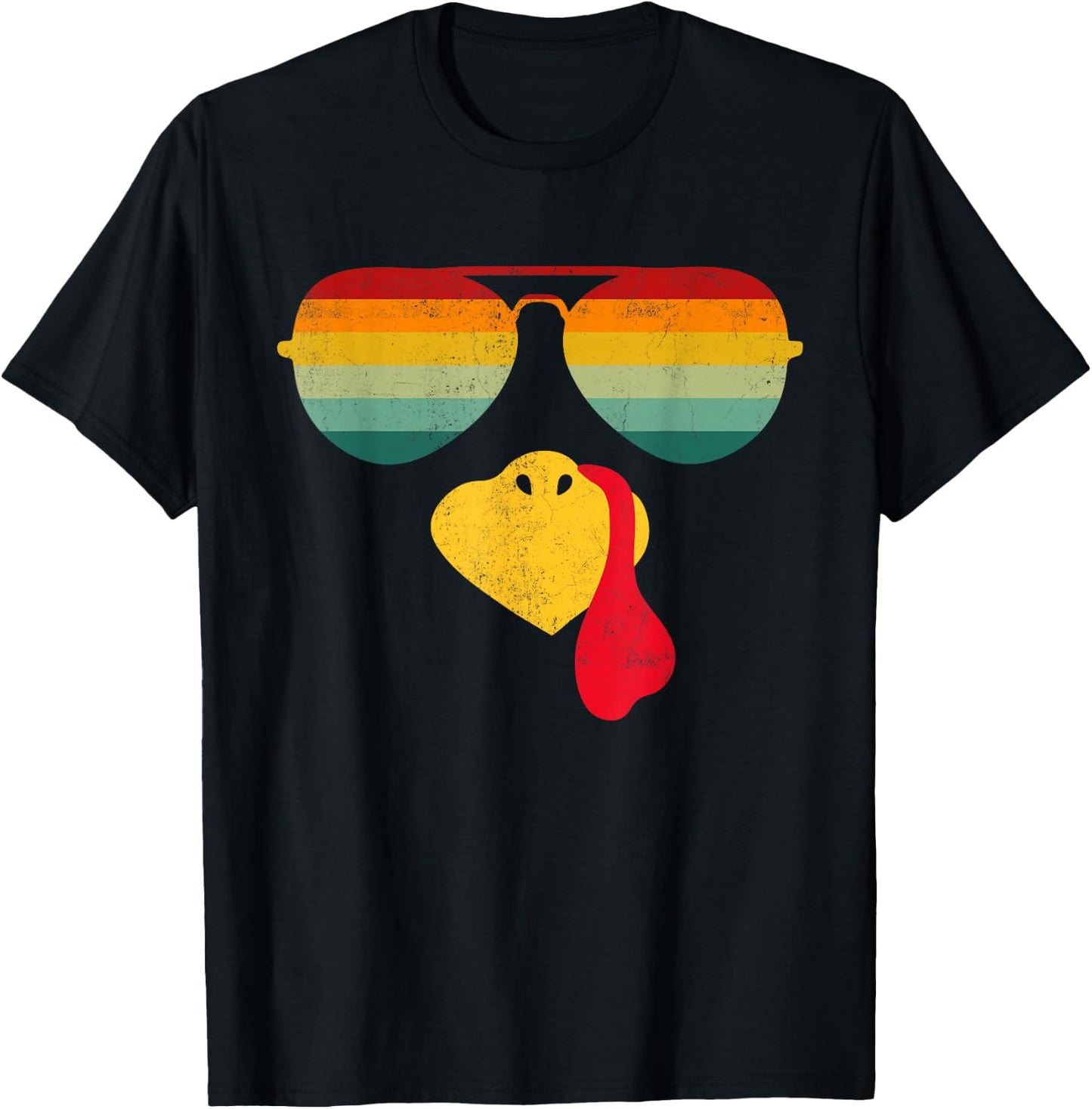 Thanksgiving Turkey Face Sunglasses Thanksgiving Funny T-Shirt - T-Shirt | Black