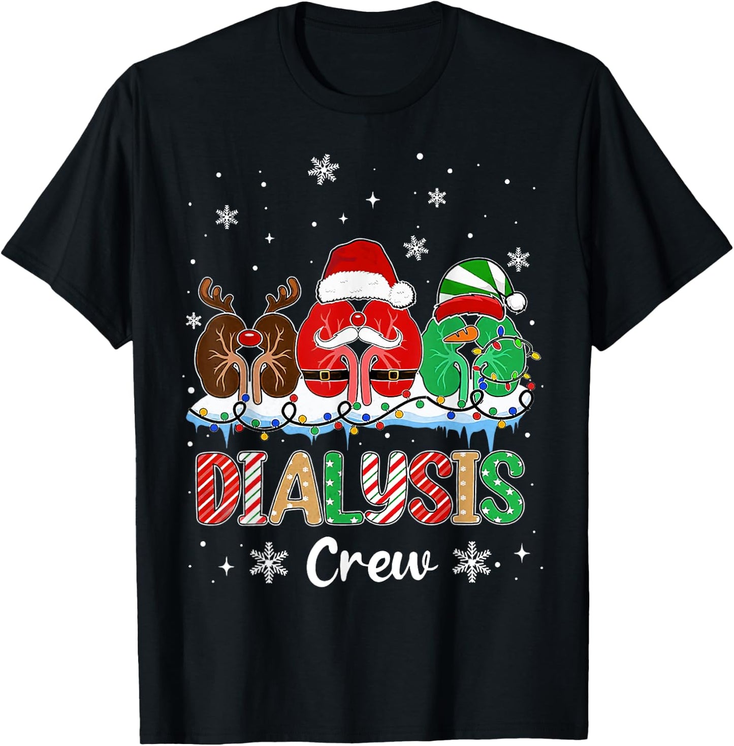 Dialysis Christmas Crew Dialysis Nurse Nephrology Technician T-Shirt - T-Shirt | Black