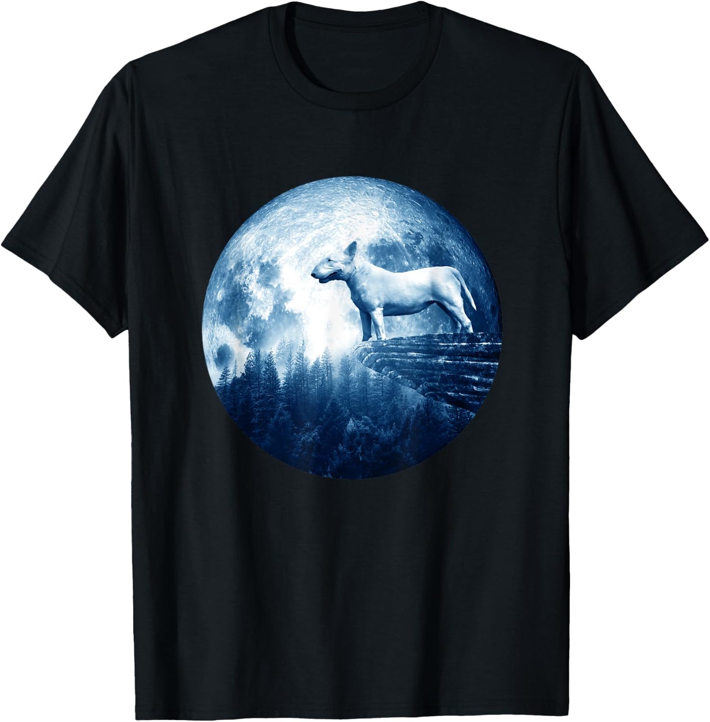 Bull Terrier Dog Moon Dog Mom Dad Women Men Dog Lovers T-Shirt - T-Shirt | Black
