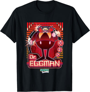 Sonic The Hedgehog Dr. Eggman Furious Portrait Retro T-Shirt - T-Shirt | Black