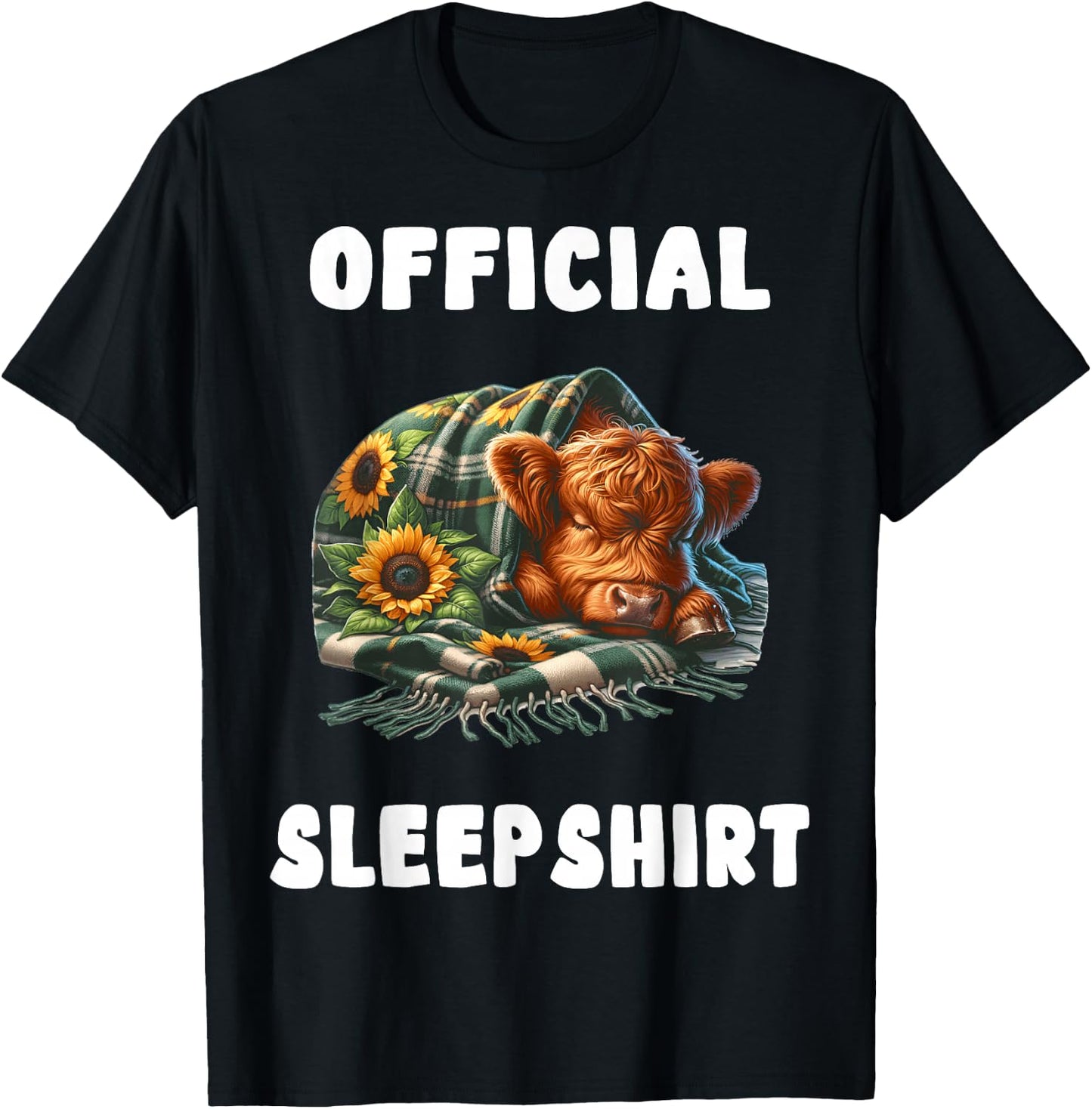 Highland_cow - Official Sleepshirt Pajamas Nightgown T-Shirt - T-Shirt | Black