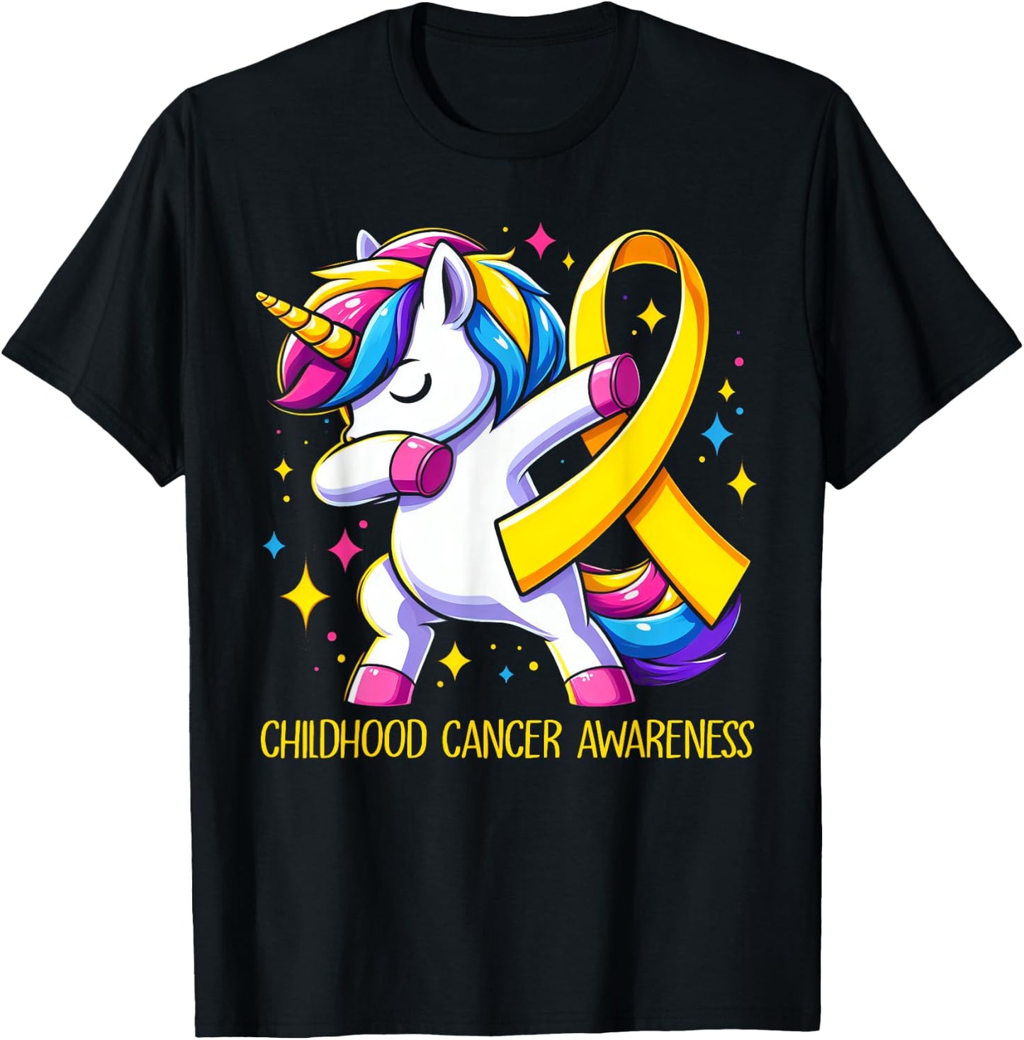 Childhood Cancer Awareness Unicorn Kids Girls T-Shirt - T-Shirt | Black