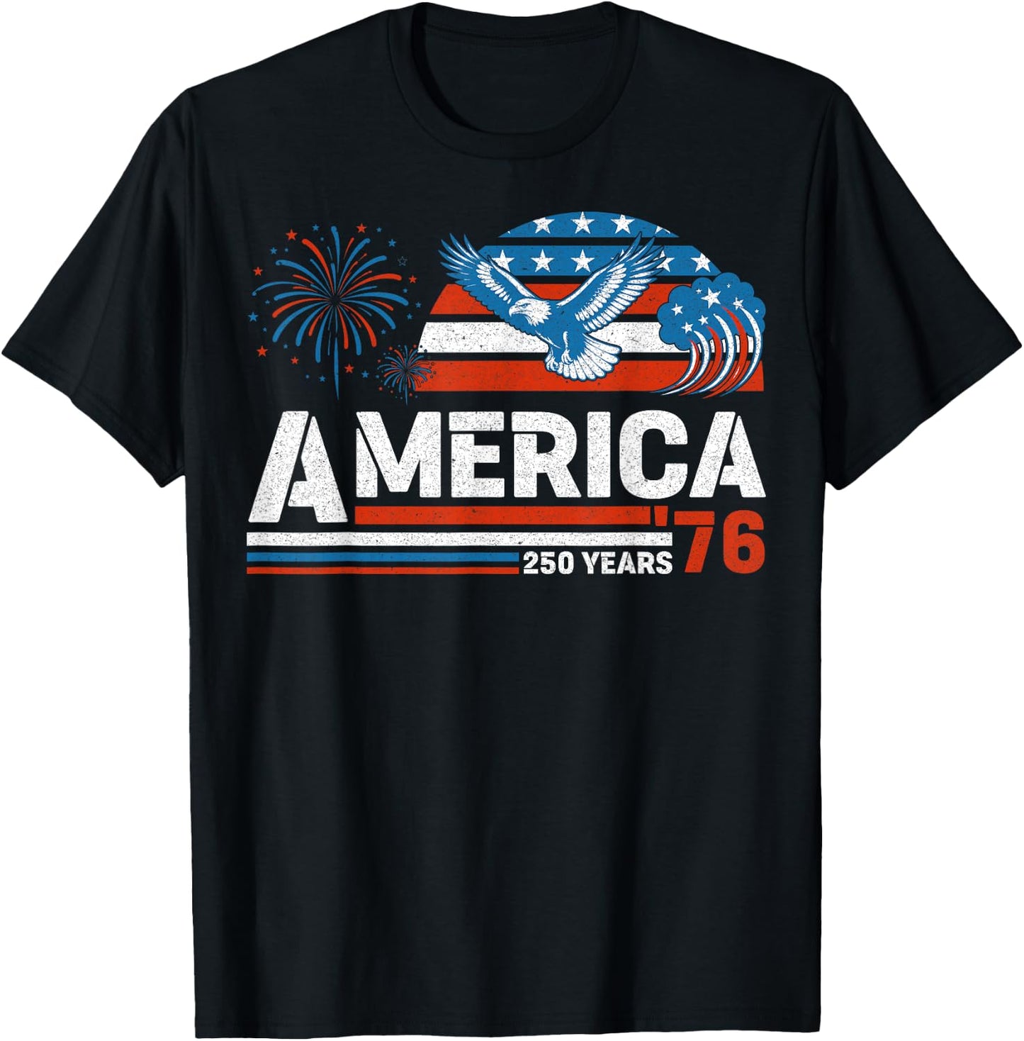 America Retro 250th Anniversary USA 1776 2026 4th of July T-Shirt - T-Shirt | Black
