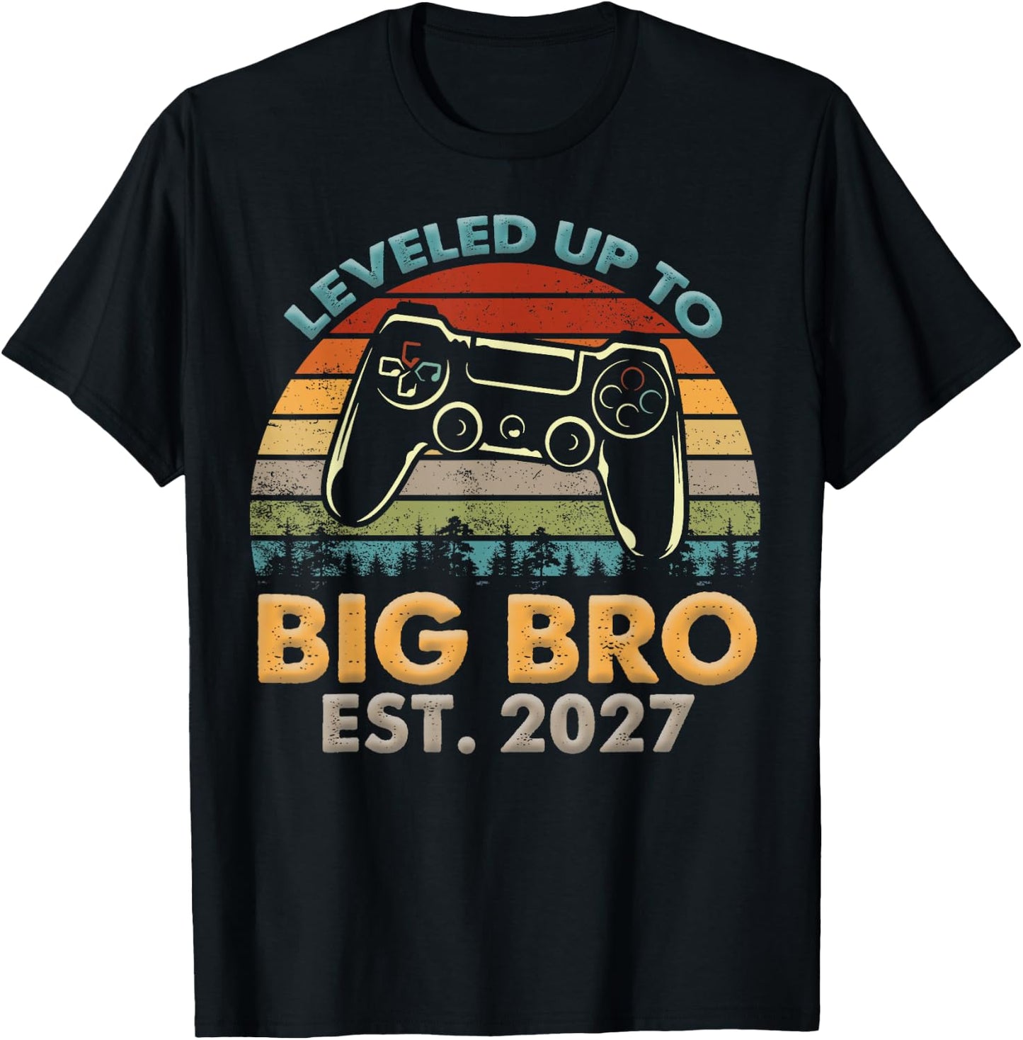 Promoted to Big Bro 2027 Leveled Up to Big Brother Est 2027 T-Shirt - T-Shirt | Black