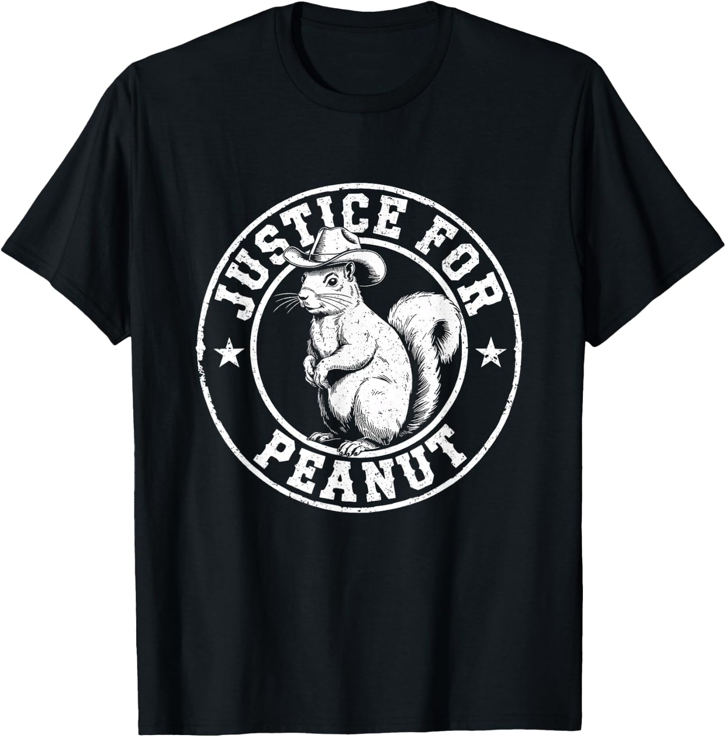 Justice For Peanut The Squirrel - Cute Squirrel Cowboy Hat T-Shirt - T-Shirt | Black