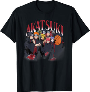 Naruto Shippuden Akatsuki Group Pose 90's Style Anime T-Shirt - T-Shirt | Black