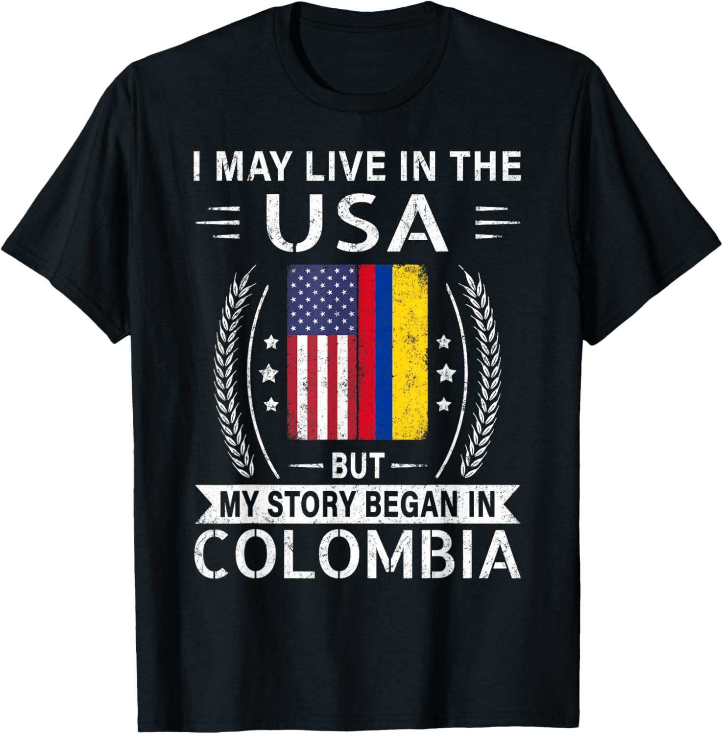 American Colombian Flag Shirt - My Story Began In Colombia T-Shirt - T-Shirt | Black