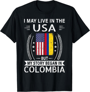 American Colombian Flag Shirt - My Story Began In Colombia T-Shirt - T-Shirt | Black