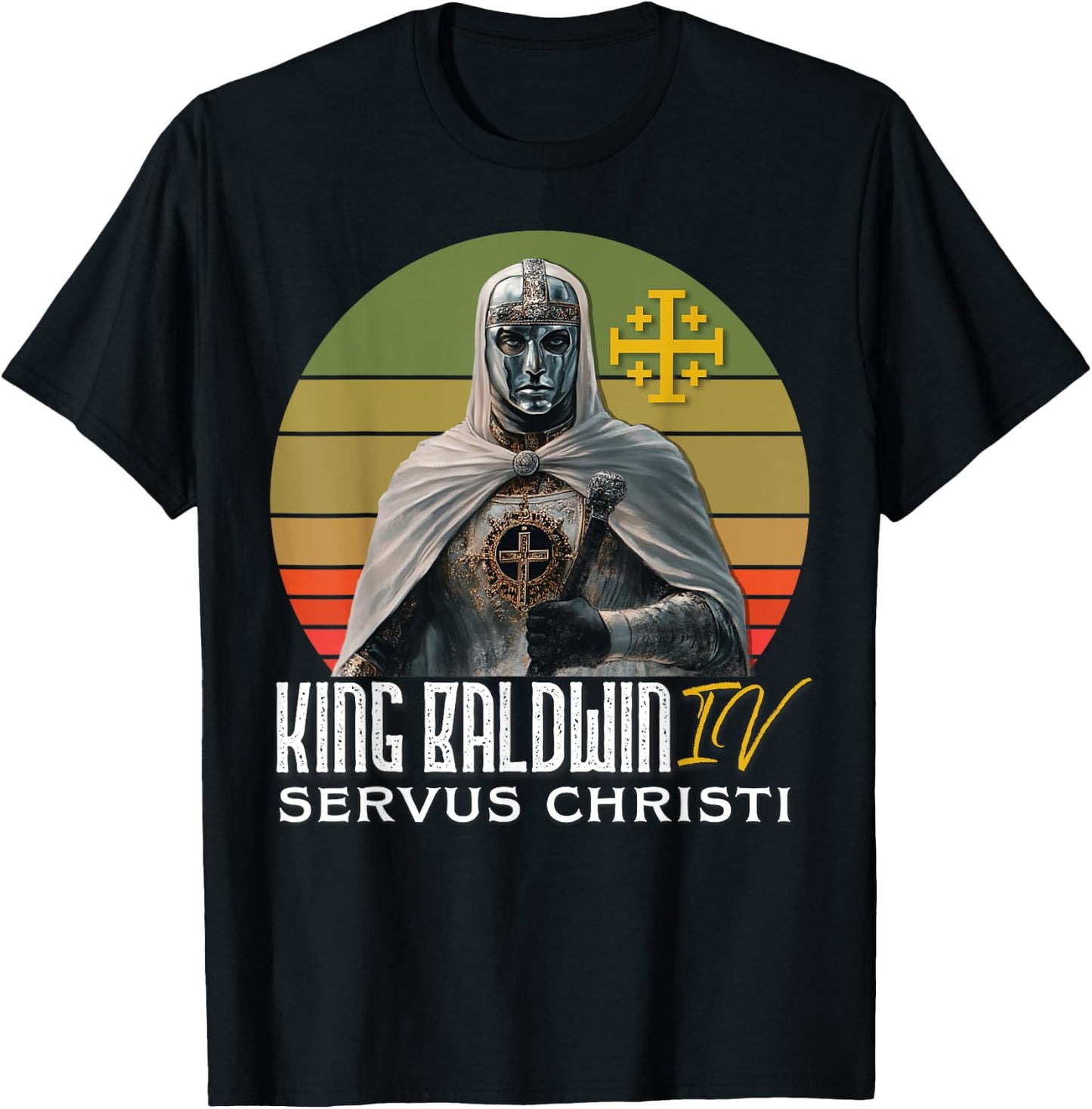 King Baldwin IV Jerusalem Cross Catholic T-Shirt - T-Shirt | Black