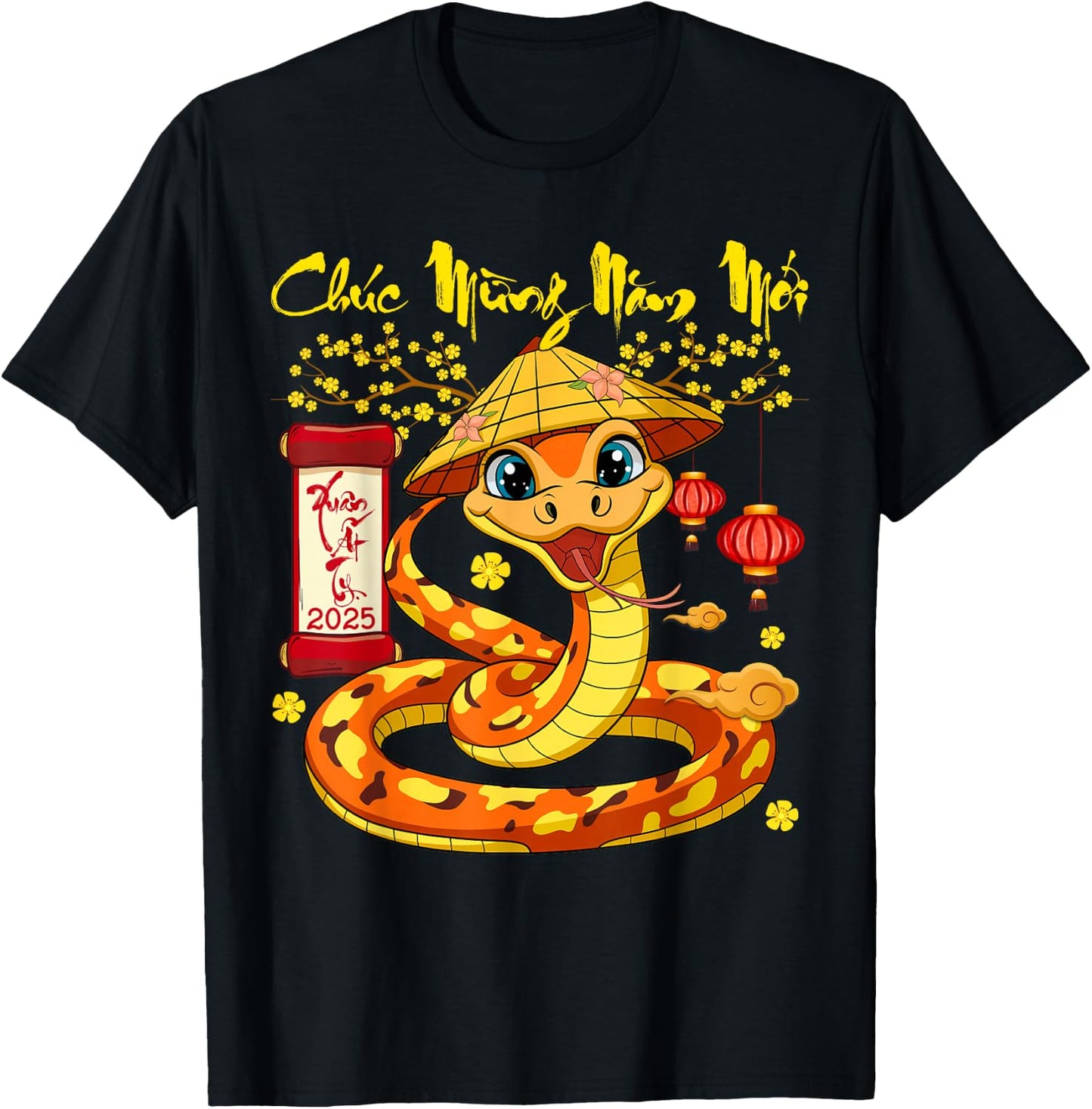 Vietnamese New Year 2025 Chuc Mung Nam Moi Tet At Ty 2025 T-Shirt - T-Shirt | Black
