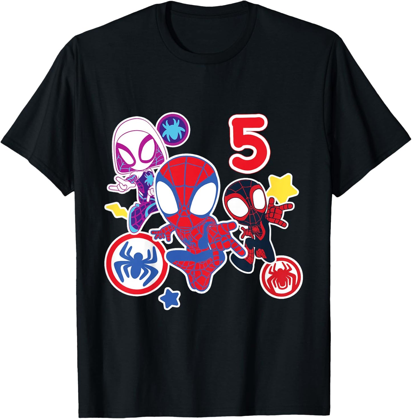Kids Marvel Spidey and His Amazing Friends 5 Year Old Birthday , black T-Shirt - T-Shirt | Black