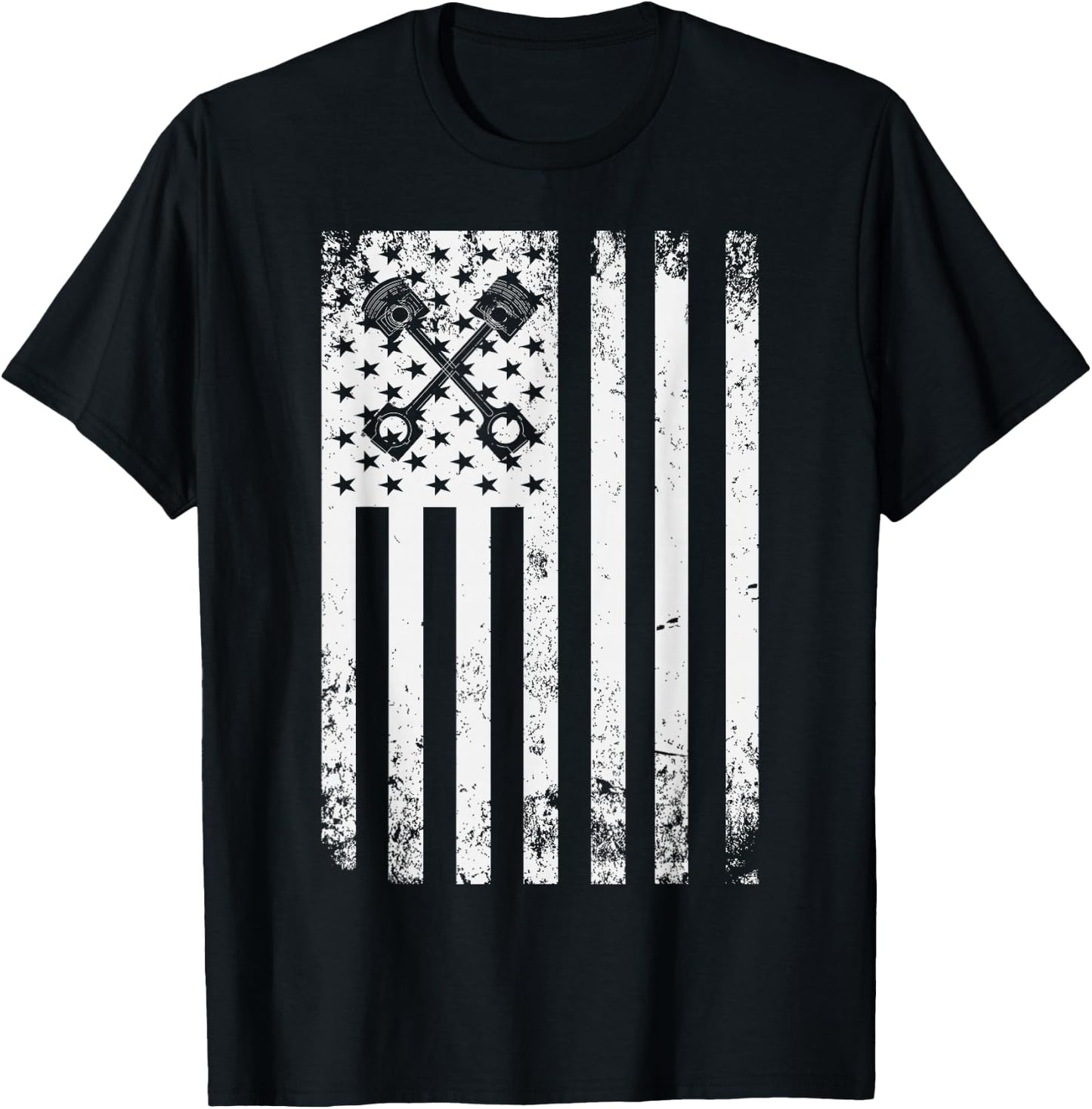 Car Mechanic Automotive US Flag Mechanical Diesel Engine Men T-Shirt - T-Shirt | Black