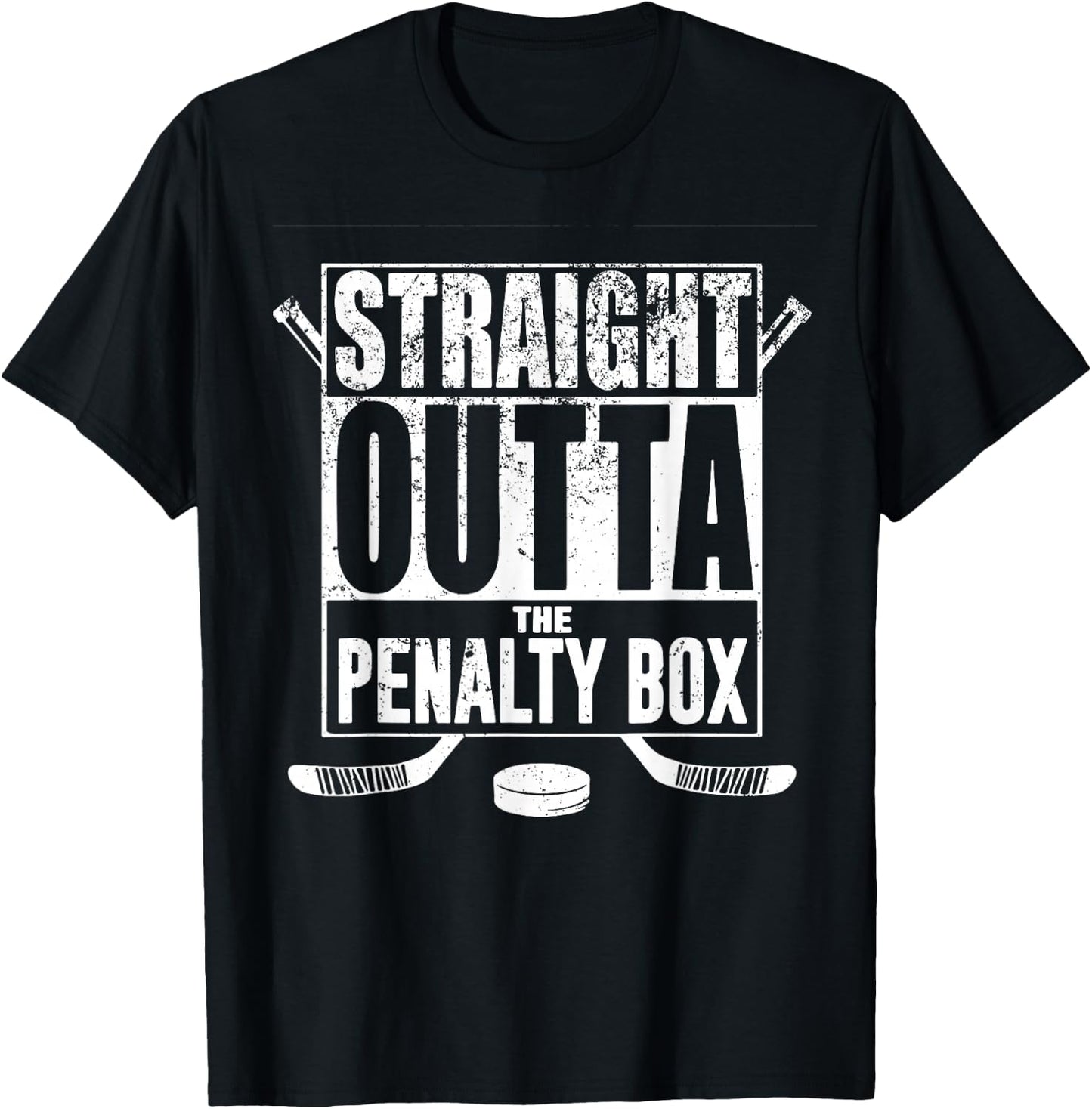 Straight Outta The Penalty Box Hockey Player Gift Hockey T-Shirt - T-Shirt | Black