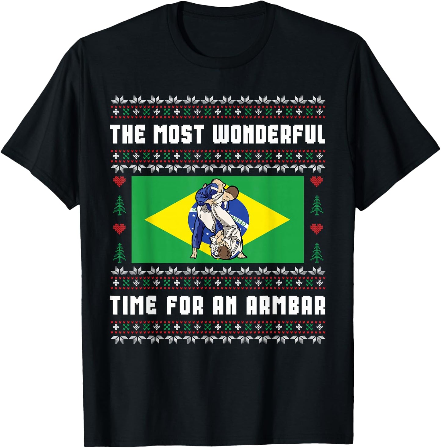 Brazilian Jiu Jitsu Armbar BJJ Funny Ugly Christmas Sweater T-Shirt - T-Shirt | Black