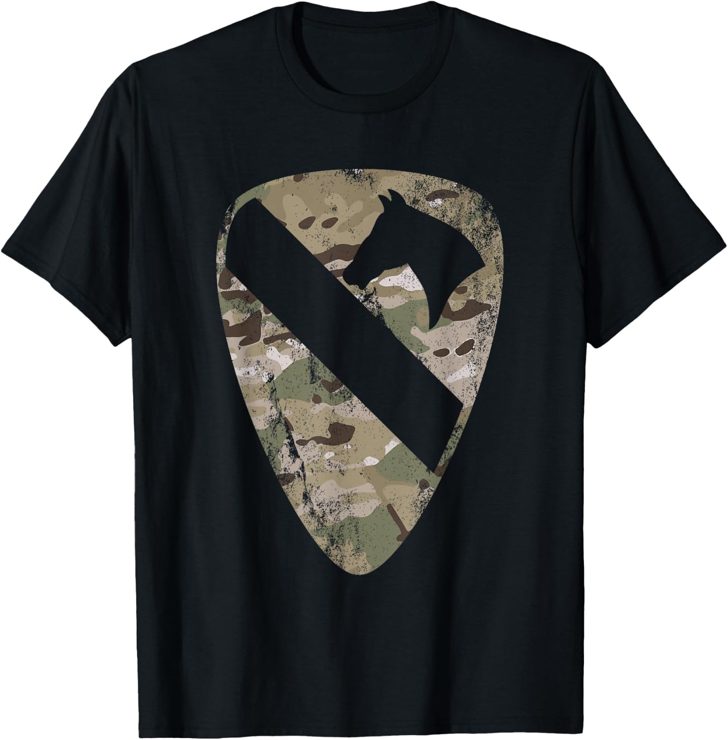 1st Cavalry Division Patch - 1st CAV Multicam Camo - Vintage T-Shirt - T-Shirt | Black