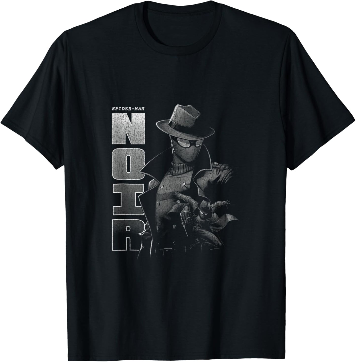 Marvel Comics Spider-Man Noir Detective Distressed Vintage T-Shirt - T-Shirt | Black