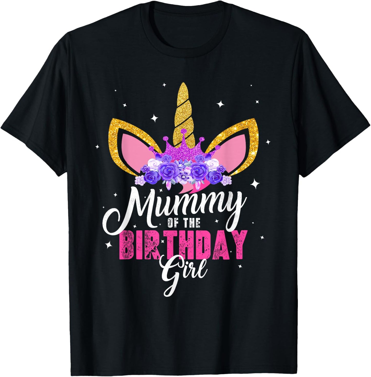 Mummy Of The Birthday Girl Unicorn Mum Birthday Princess T-Shirt - T-Shirt | Black