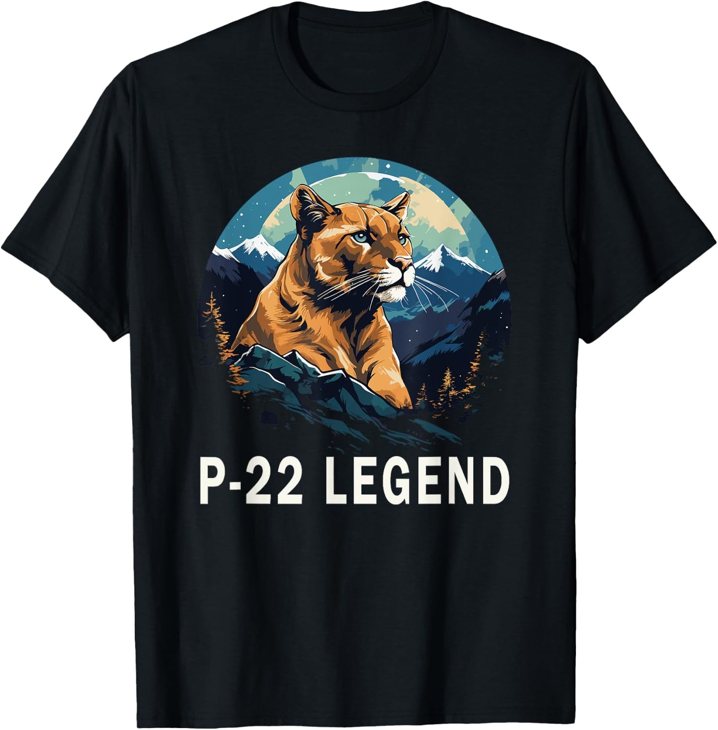 Mountain Lion P22 Legend Blue Wildlife Never Forget T-Shirt - T-Shirt | Black