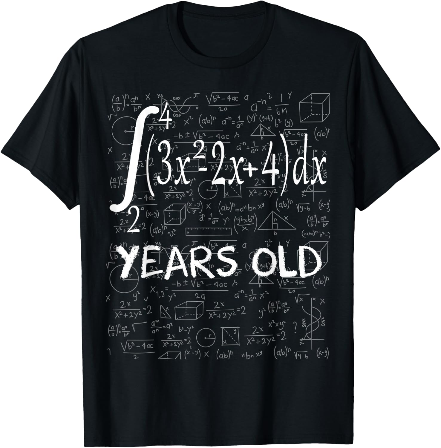 Funny Math Geek Integral Calculus 52nd Birthday 52 Years Old T-Shirt - T-Shirt | Black