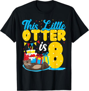 Otter Birthday This Little Otter Is 8 T-Shirt - T-Shirt | Black