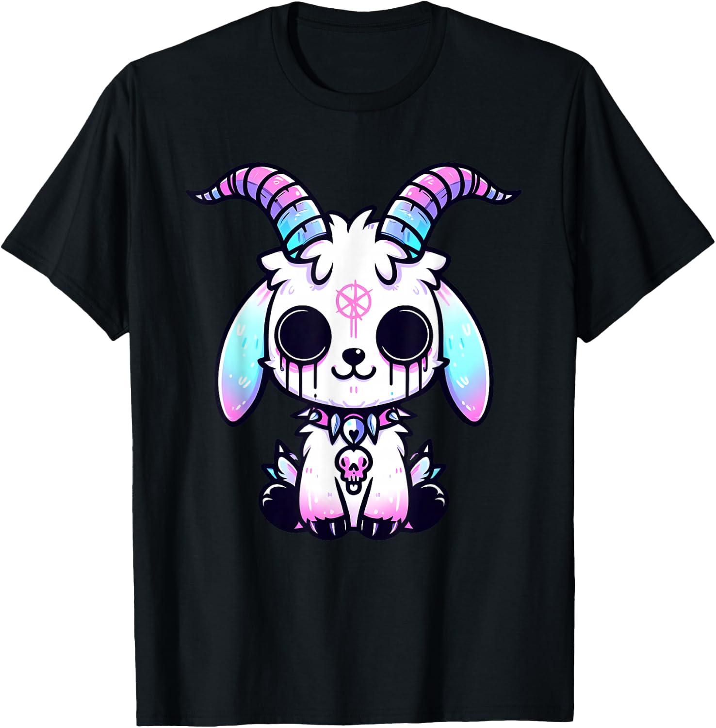 Kawaii Pastel goth Creepy Cute Baphomet Goat Kids T-Shirt - T-Shirt | Black