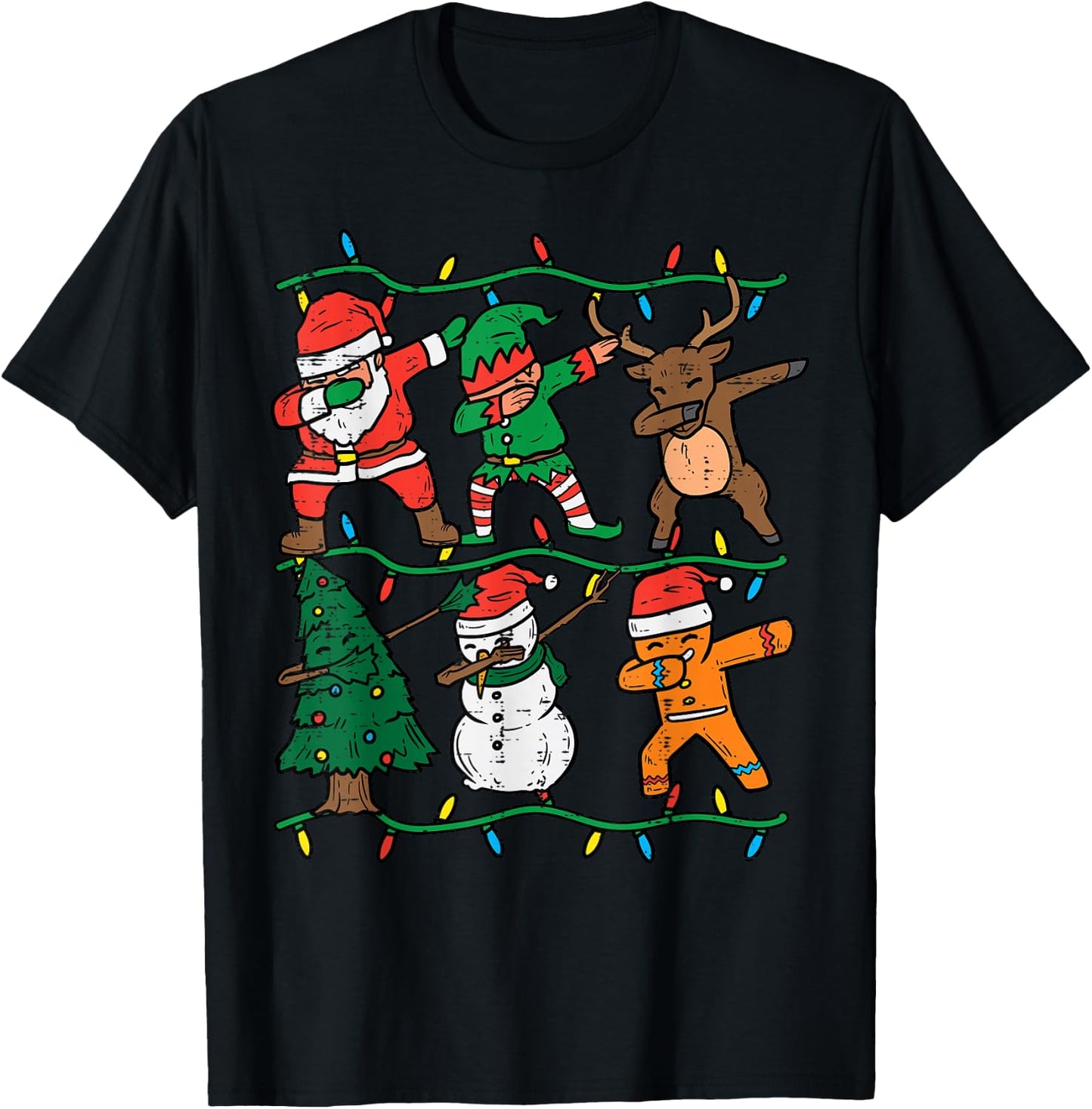 Dabbing Santa Elf Xmas PJs Christmas Men Girl Youth Boy Kids T-Shirt - T-Shirt | Black
